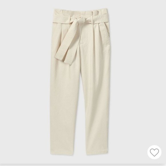 a new day Pants - NWT A New Day Cream Tie Waist Paperbag Pants
